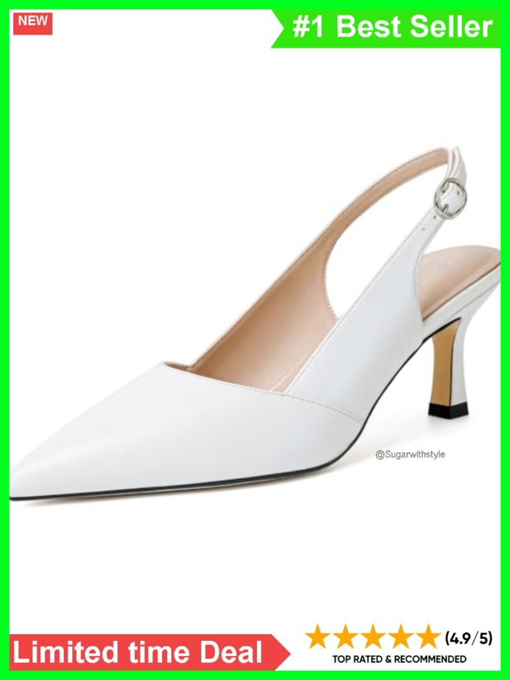 Faux Leather Slingback Kitten Heels Pointed Toe Wedding Party Pumps